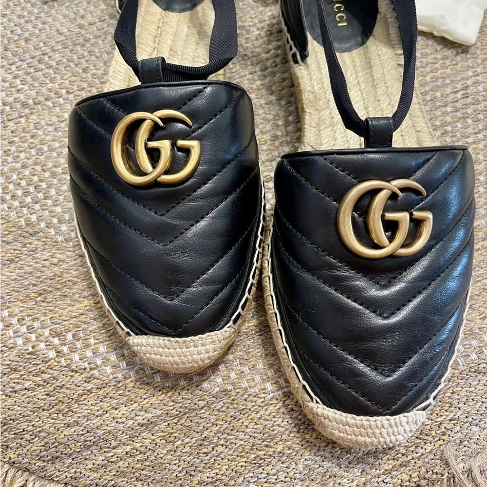 Gucci Black Espadrilles with Gold Accents - Picture 10 of 15